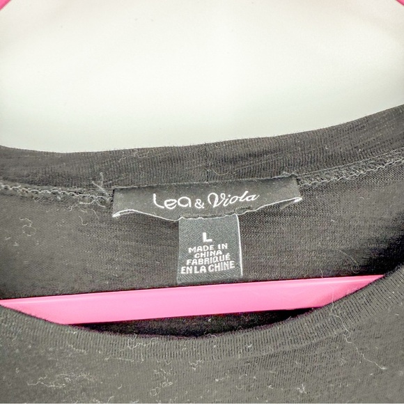 Lea & Viola Black Short Sleeve Tee with Ruffle Detail - Picture 2 of 4